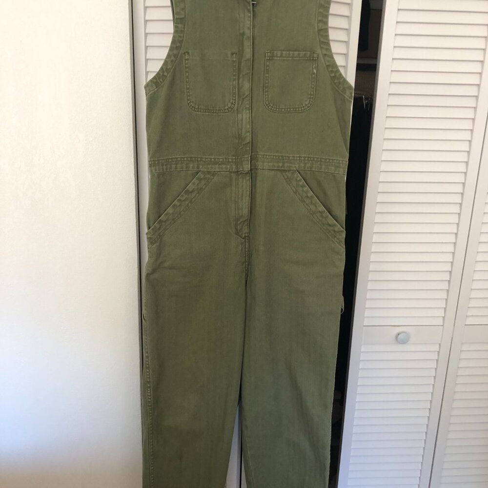 Caron Callahan Japanese Twill Green Jumpsuit - Picture 2 of 3